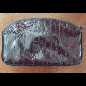 Vintage Eel Skin Zippered Burgundy Sm Clutch/Bag